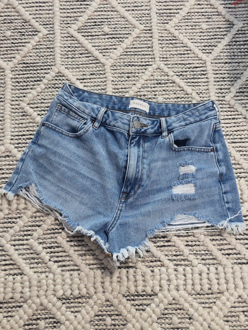 PacSun Light Wash Distressed Denim Cutoff Shorts
